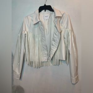 Fringe Jacket white medium western lelis button up cropped